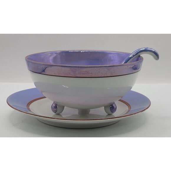 Vintage Noritake M Lusterware Footed‎ Soup Bowl Ladle and Saucer Pattern N N3008 - Picture 2 of 16